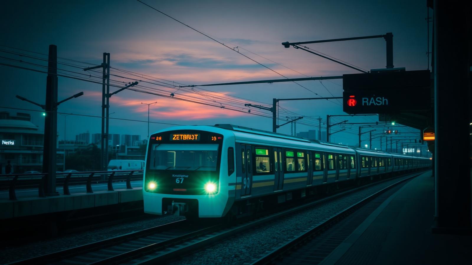 Dhaka metro train arriving at station